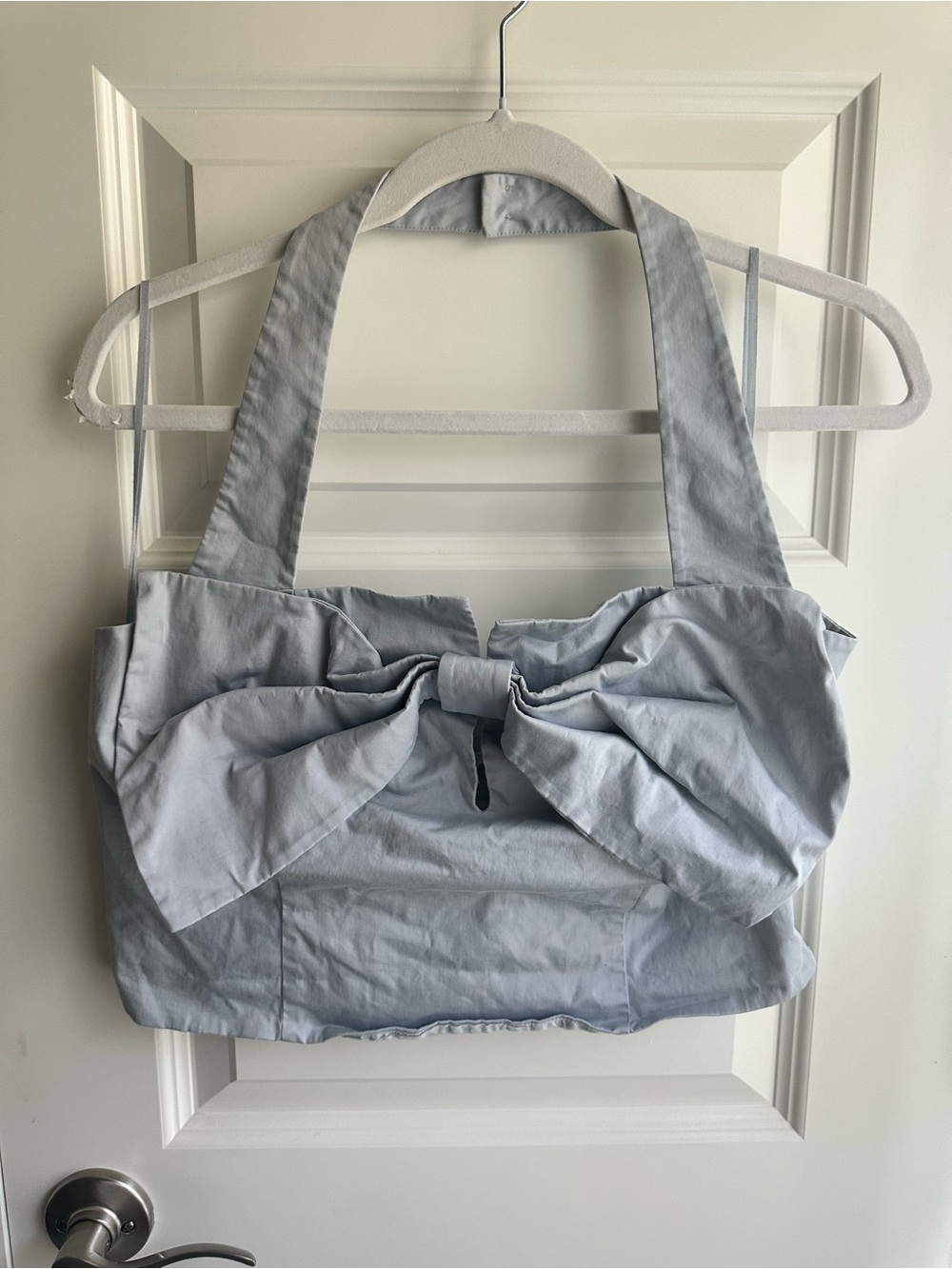 Paris Atelier Bow-Front Light Gray Halter Top